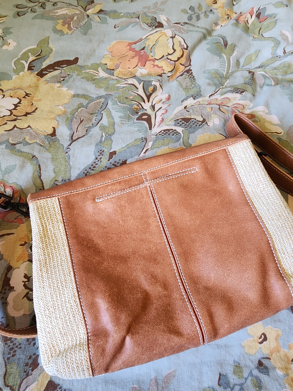 Hammitt VIP Large Crossbody in Raffia and Saddle Leather - Picture 5 of 5